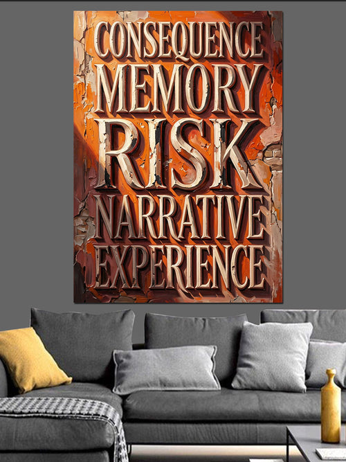 "Consequence Memory Risk" Tipografi Kanvas Tablo