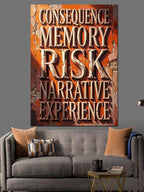 "Consequence Memory Risk" Tipografi Kanvas Tablo