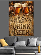 "Keep Calm Drink Beer" Kanvas Tablo