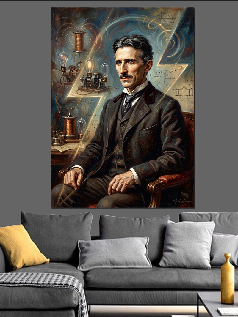 Nikola Tesla Klasik Portresi Kanvas Tablo