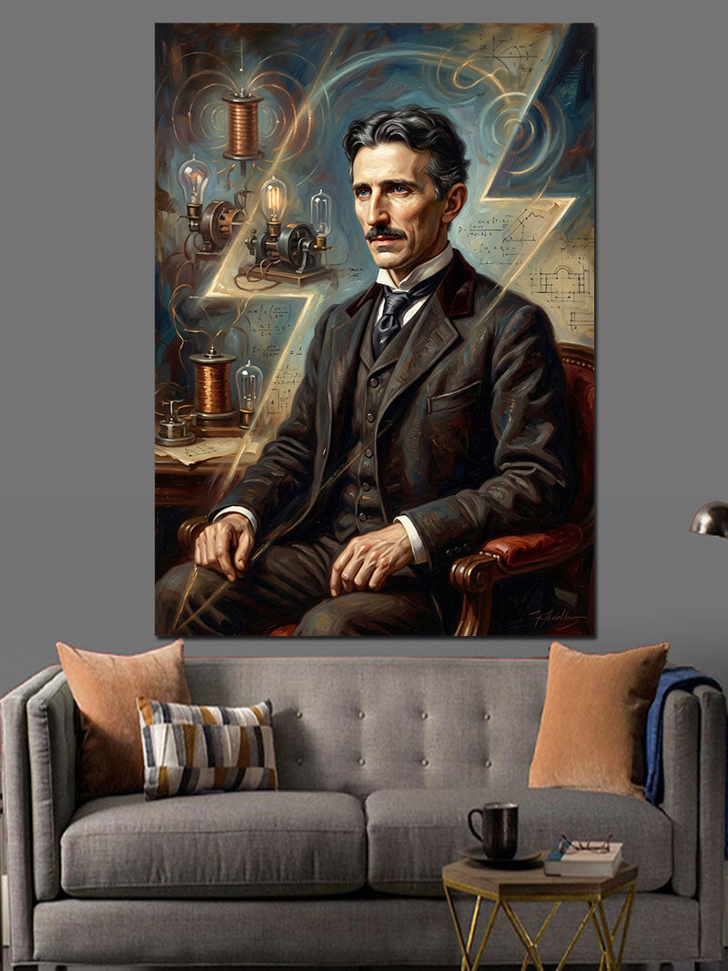 Nikola Tesla Klasik Portresi Kanvas Tablo