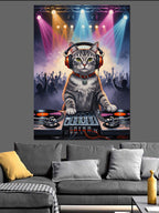 DJ Kulaklıklı Modern Kedi Kanvas Tablo