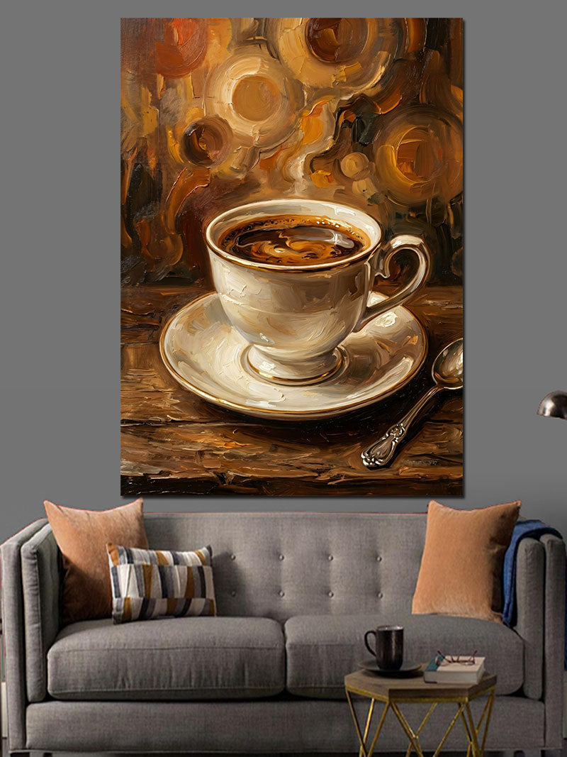 Sıcak Kahve Fincanı Soyut Dokular Kanvas Tablo