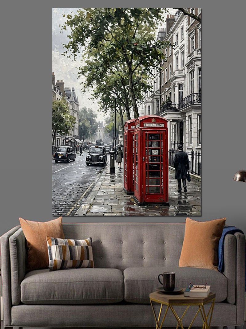 Londra Kırmızı Telefon Kulübesi Kanvas Tablo