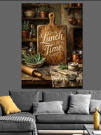 "Lunch Time" Yazılı Mutfak Tahtası Kanvas Tablo
