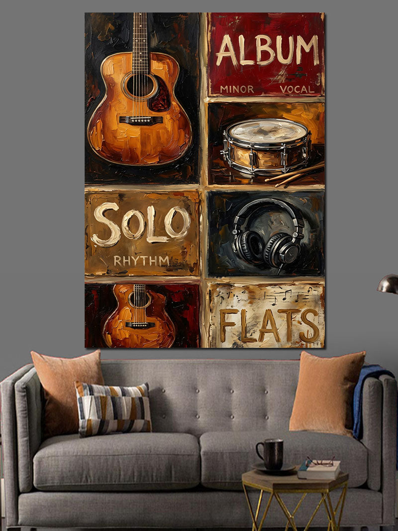 Müzik Aletleri "Album Solo" Panosu Kanvas Tablo