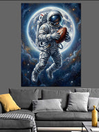 Basketbol Topu Tutan Astronot Uzayda Kanvas Tablo
