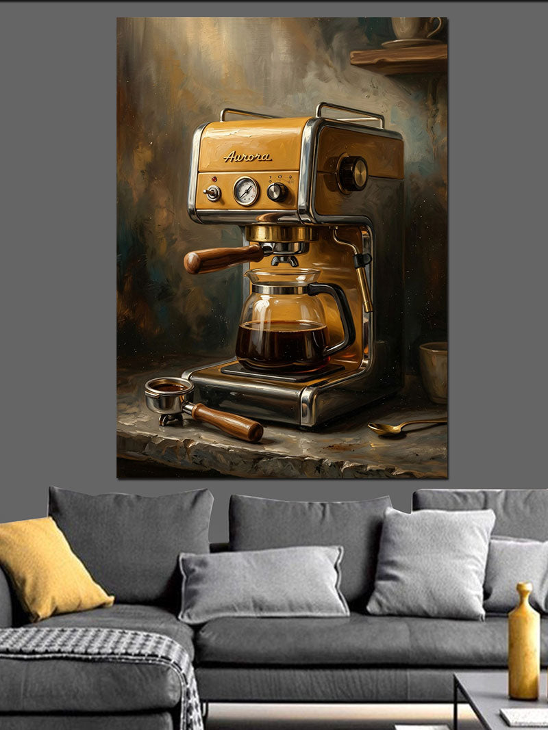 Retro Espresso Kahve Makinesi Tablosu Kanvas Tablo