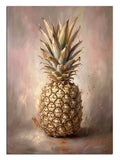 Klasik bir natürmort havasında, detaylı dokusuyla ananas.