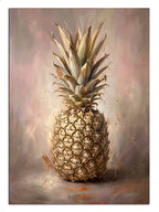 Klasik bir natürmort havasında, detaylı dokusuyla ananas.