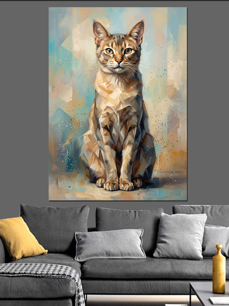 Van Gogh Tarzı Kedi Portresi Kanvas Tablo