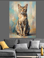Van Gogh Tarzı Kedi Portresi Kanvas Tablo