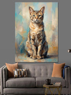 Van Gogh Tarzı Kedi Portresi Kanvas Tablo