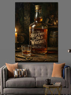 Işıltılı "Old Whiskey" Şişe Sanatı Kanvas Tablo