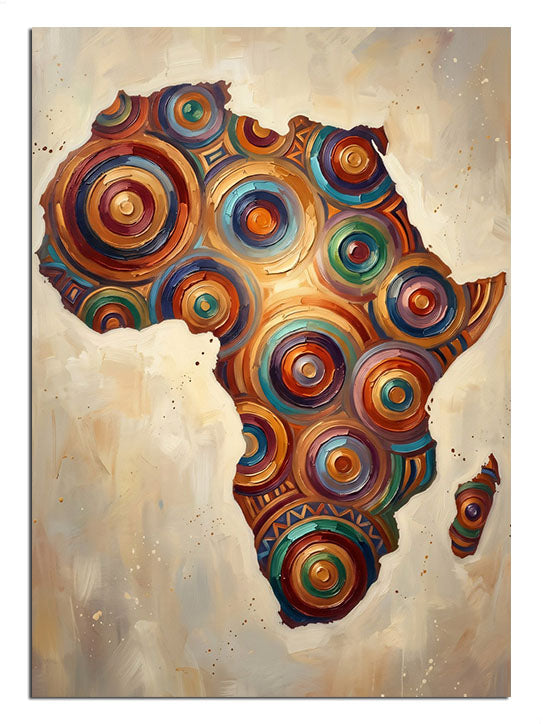 Mandala ve etnik motiflerle süslenmiş Afrika kıtası.