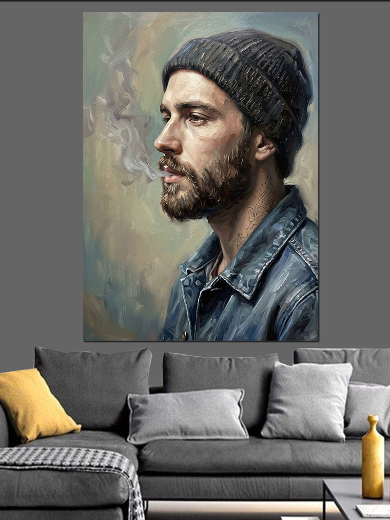 Bereli Adam Portresi Modern Sanat Kanvas Tablo