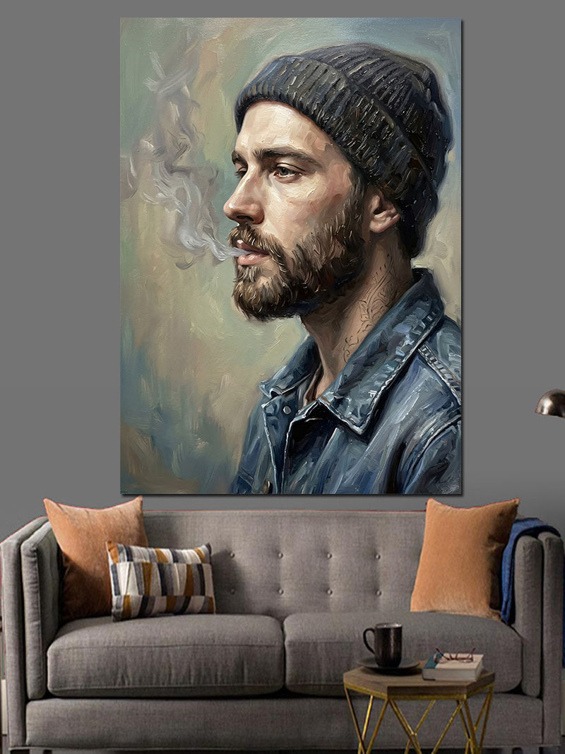 Bereli Adam Portresi Modern Sanat Kanvas Tablo