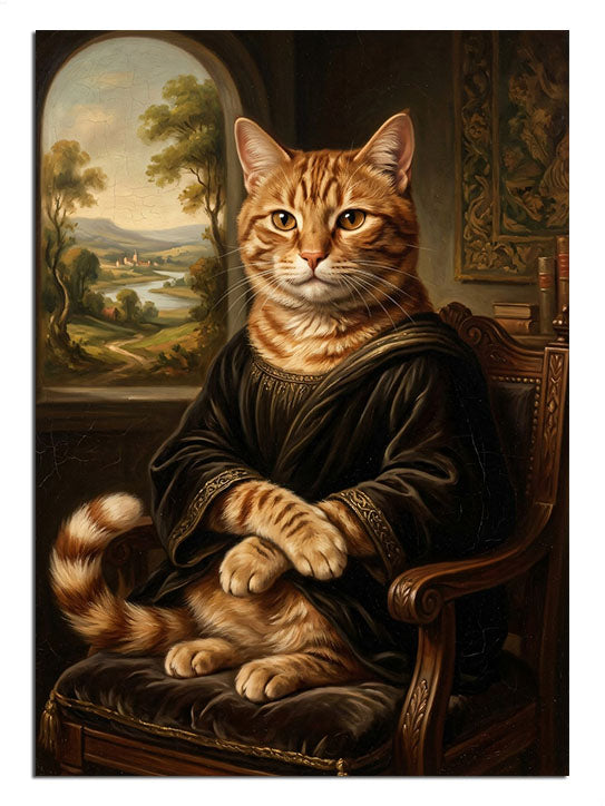 Ünlü Mona Lisa tablosuna kedi figürüyle yapılmış eğlenceli yorum.