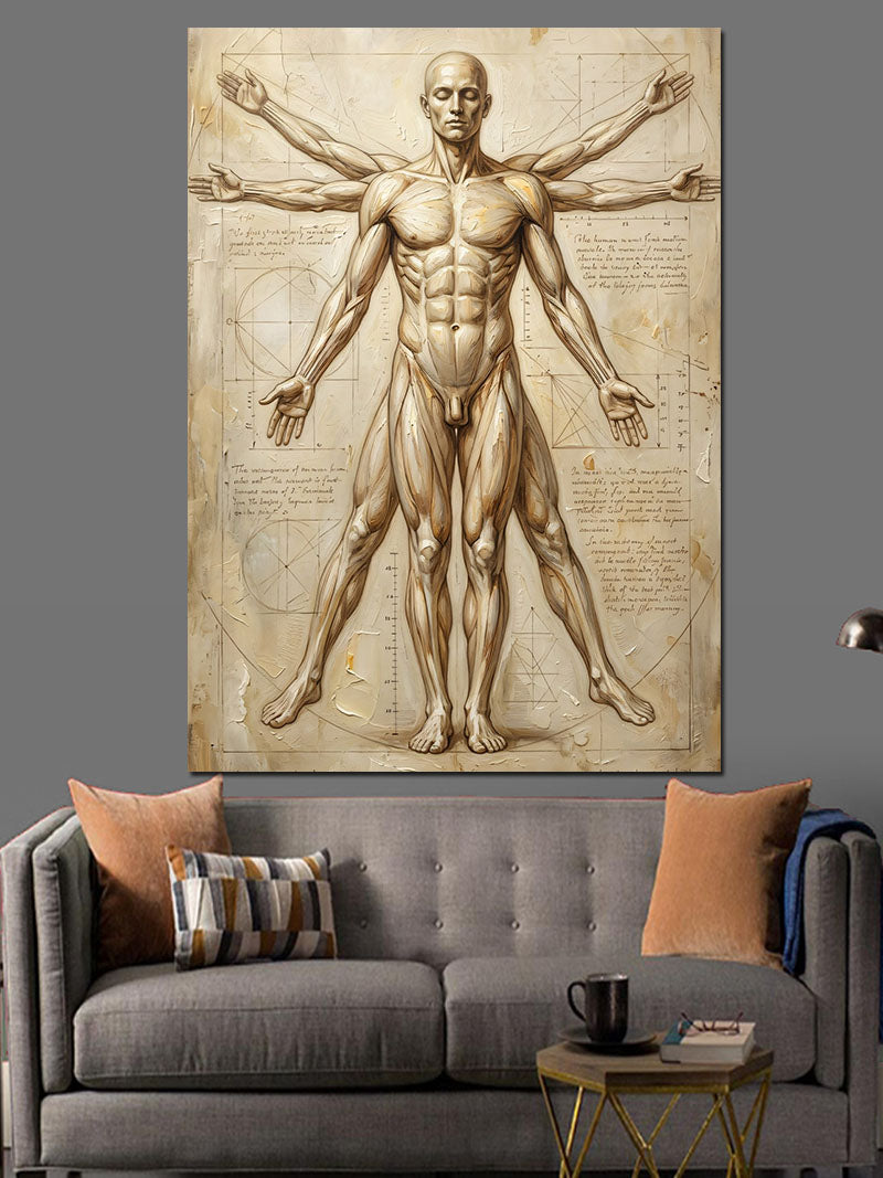 Da Vinci Vitruvius Adamı Eskizi Kanvas Tablo