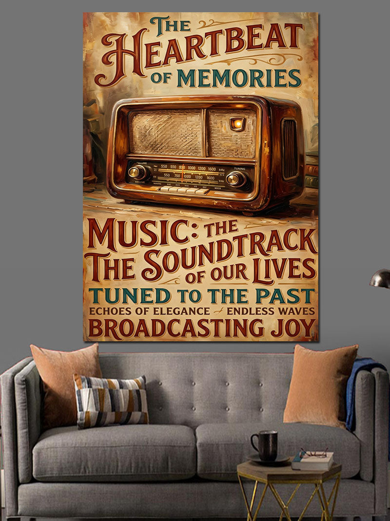 Retro Radyo Ve Müzik Motto Kanvas Tablo