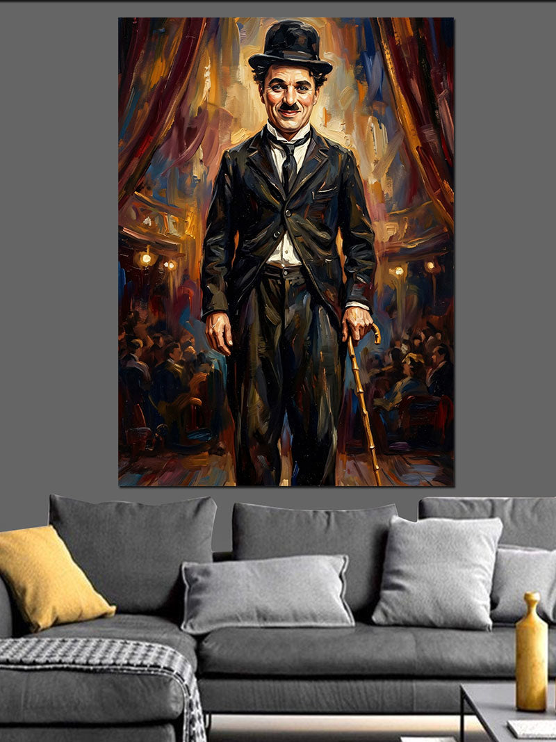 Charlie Chaplin Modern Sanat Portresi Kanvas Tablo