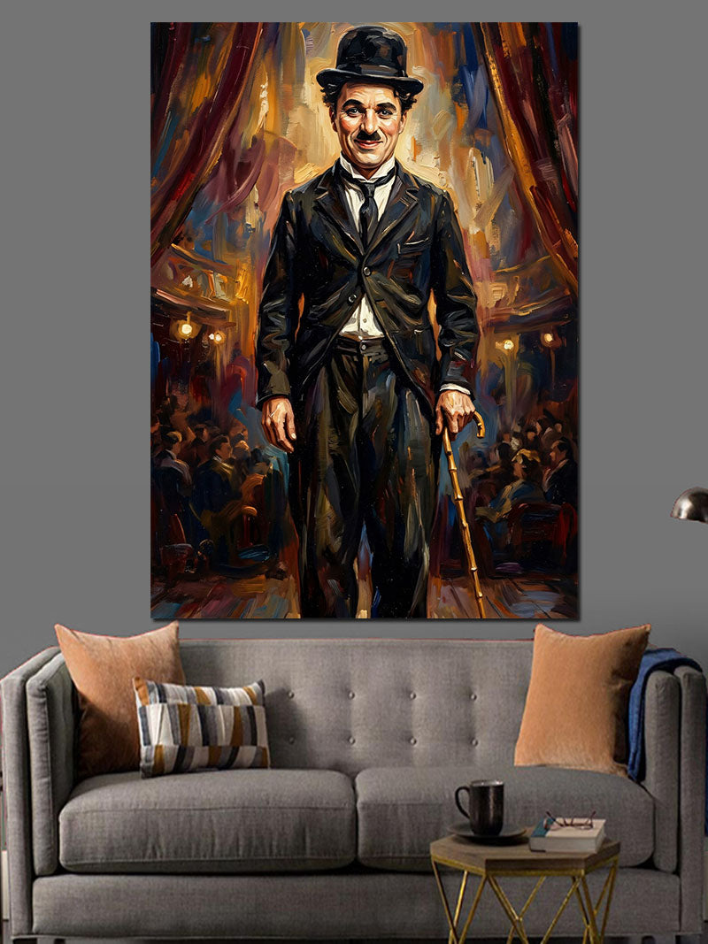 Charlie Chaplin Modern Sanat Portresi Kanvas Tablo