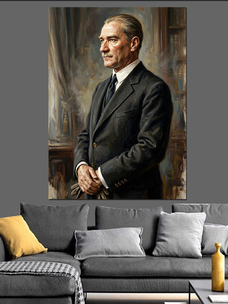 Mustafa Kemal Atatürk Vakur Portresi Kanvas Tablo