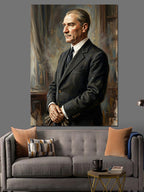 Mustafa Kemal Atatürk Vakur Portresi Kanvas Tablo