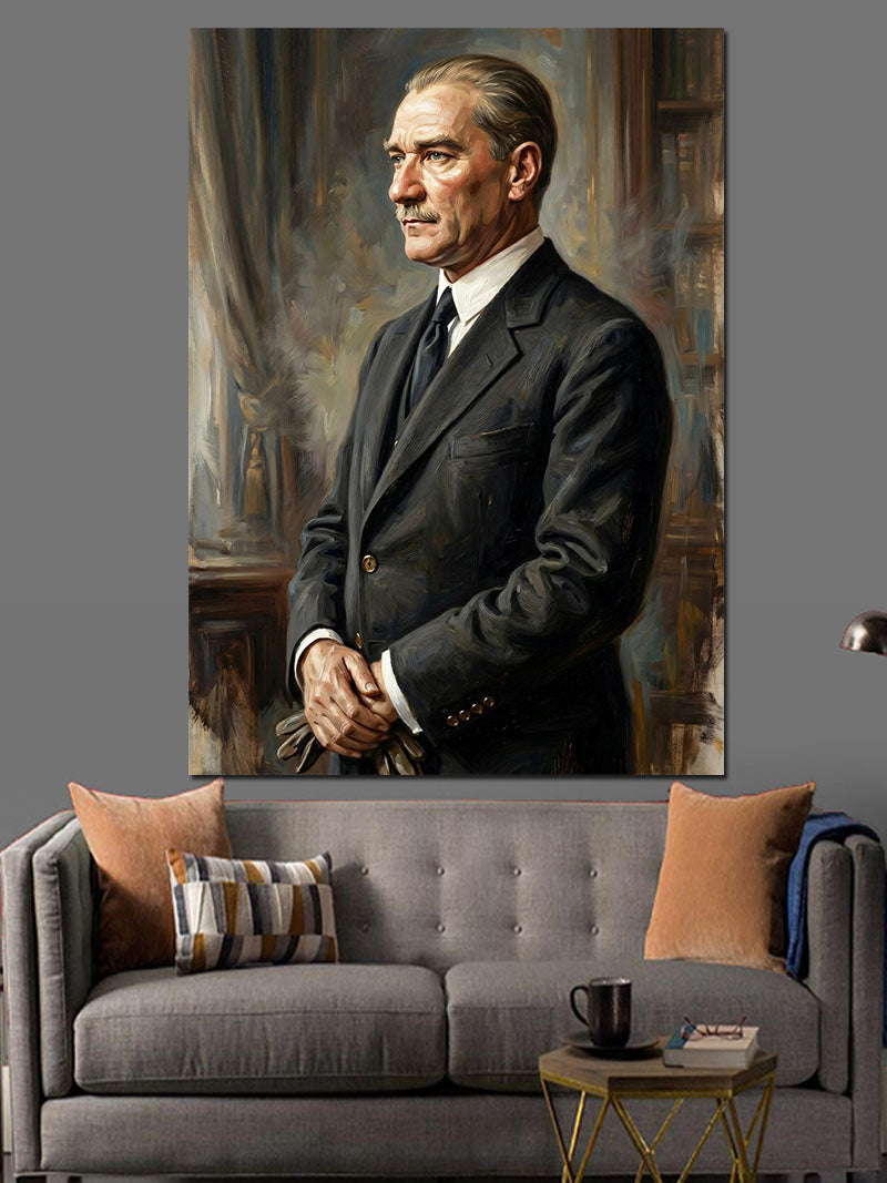Mustafa Kemal Atatürk Vakur Portresi Kanvas Tablo