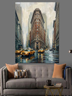New York Flatiron Binası Yağmurlu Kanvas Tablo