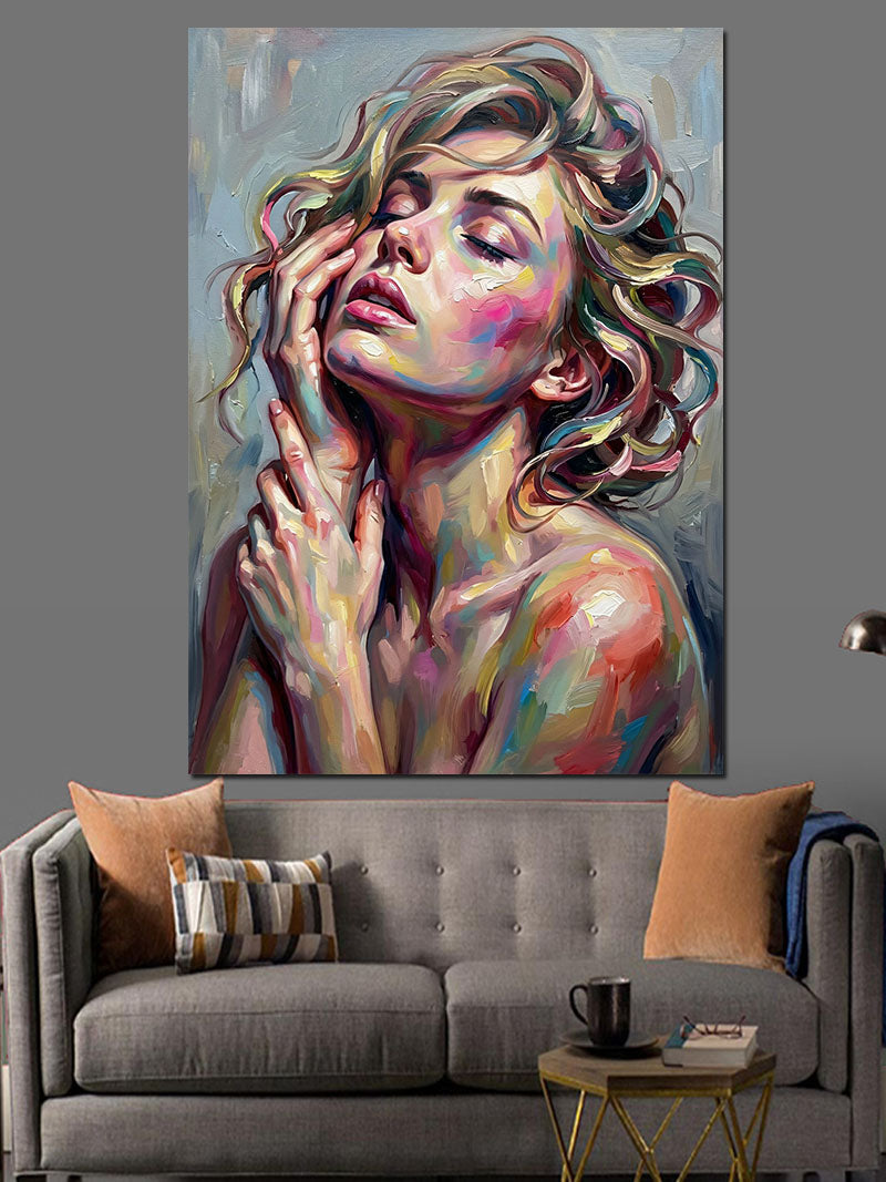 Modern Sanat Renkli Kadın Yüzü Kanvas Tablo