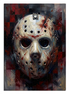 13. Cuma filminden ikonik hokey maskeli Jason portresi.