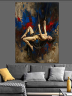 İp Üzerinde Cambaz Kadın Figürü Kanvas Tablo