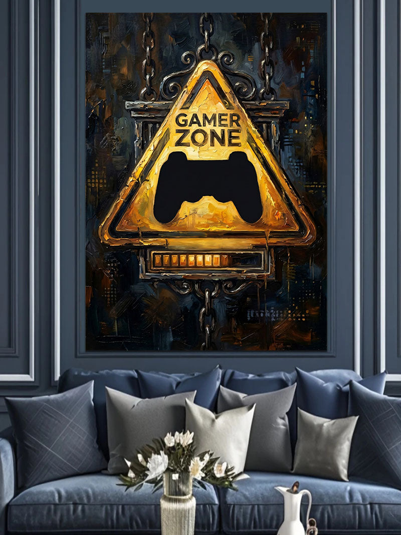 Gamer Zone Yazılı Oyun Tabelası Kanvas Tablo