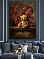 Love Your Self Yazılı Ayı Kanvas Tablo