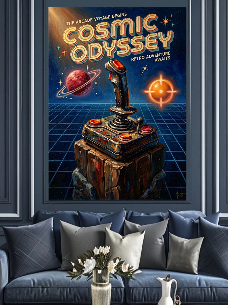 Cosmic Odyssey Retro Oyun Afişi Kanvas Tablo