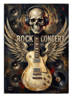 Gitar, kurukafa ve kanatlarla bezeli "Rock Concert" amblemi.
