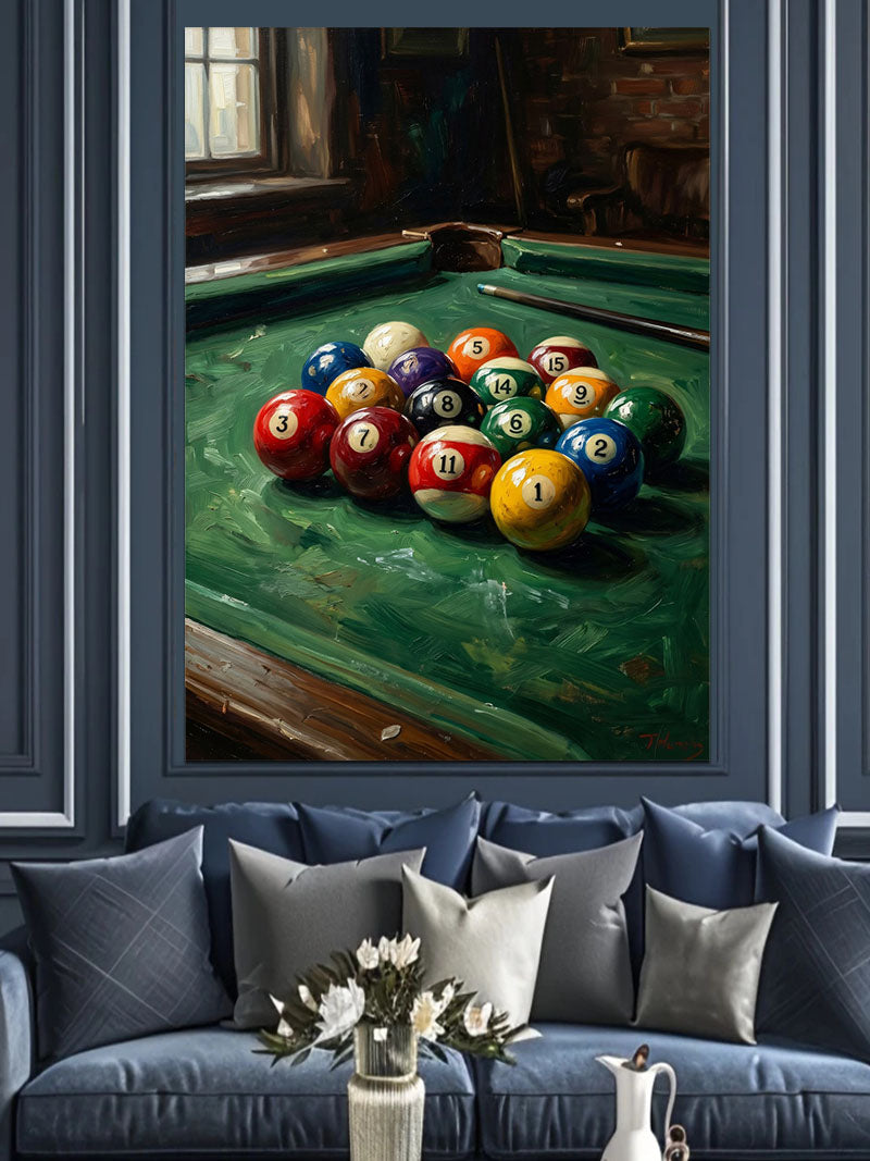 Işık Altında Renkli Bilardo Topları Kanvas Tablo