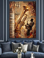 Urban Jazz Trompet Ve Müzisyen Kanvas Tablo