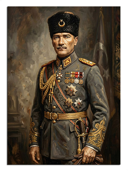 Mareşal üniforması ve madalyalarıyla Ulu Önder Atatürk.