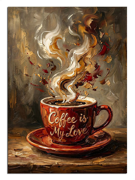 "Coffee is Love" yazılı kalp şeklinde duman.
