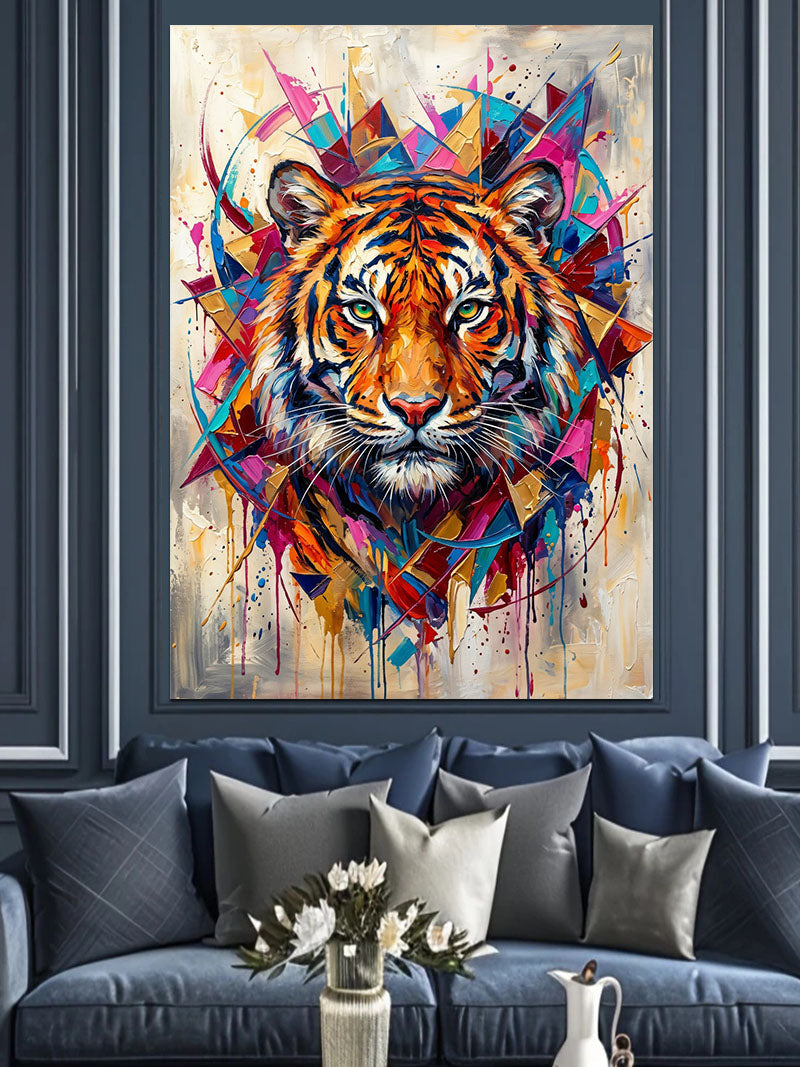 Pop Art Tarzı Renkli Kaplan Kanvas Tablo