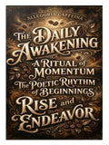"The Daily Awakening" yazılı şık tipografik tasarım.