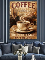 Perfect Start Kahve Mutfak Panosu Kanvas Tablo