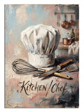 "Kitchen Chef" yazılı sanatsal aşçı amblemi.