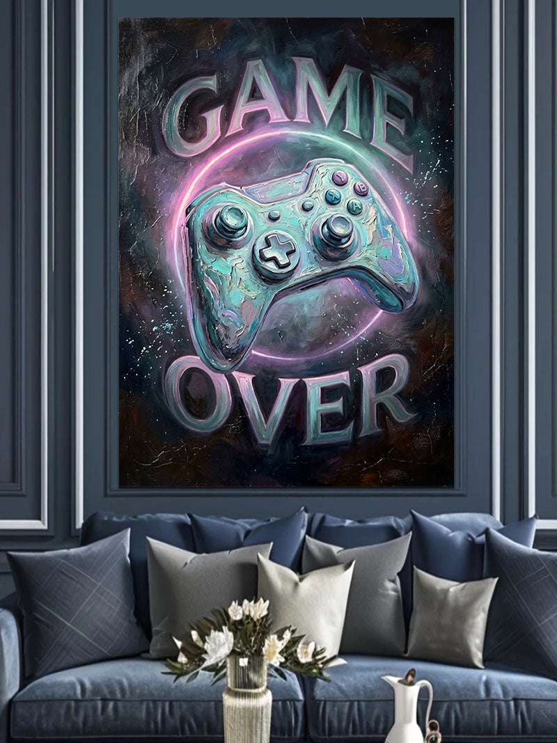 Game Over Neon Oyun Tabelası Kanvas Tablo
