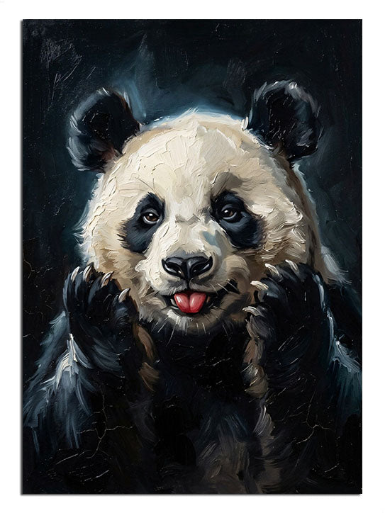 Galaksi içinde havada duran masalsı panda figürü.