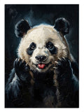 Galaksi içinde havada duran masalsı panda figürü.