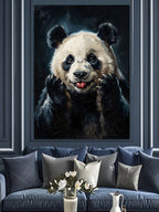 Yıldızlı Gökyüzünde Süzülen Panda Kanvas Tablo