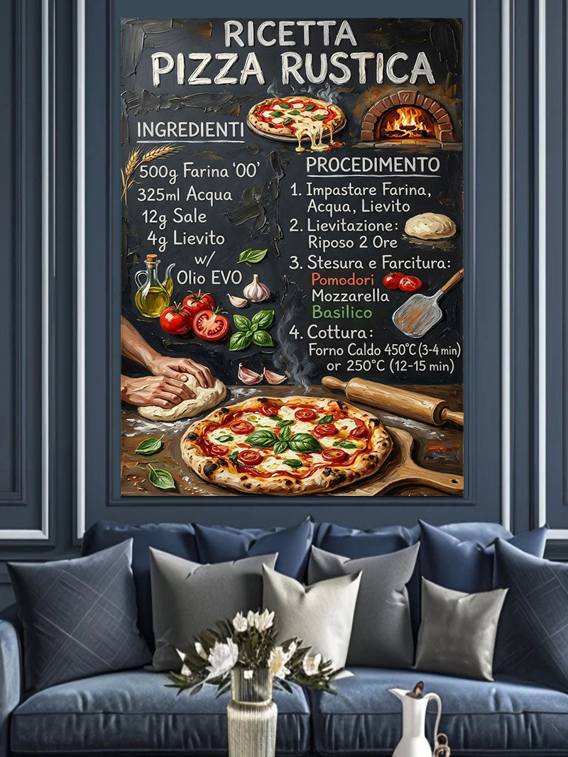 Pizza Rustica Geleneksel Menü Tasarımı Kanvas Tablo